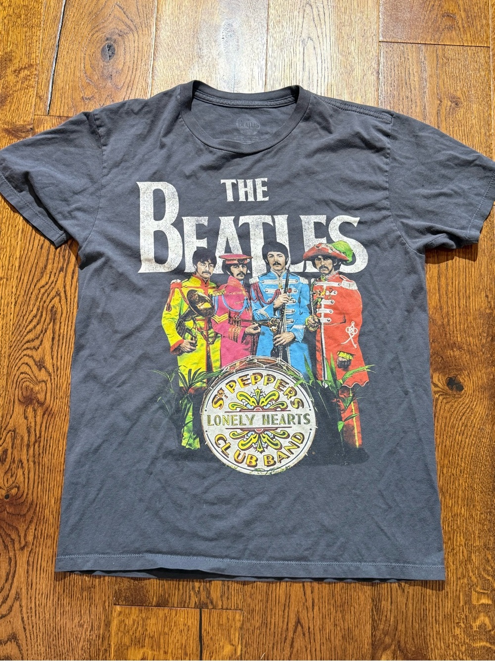 The Beatles Sgt. Pepper Graphic Tee - Black with Multicolor Print size medium